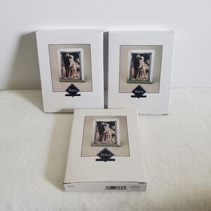 Fetco Silver Pewter Glass Wall Table Top Decor Frames 3.5" x 5" Set Of 3